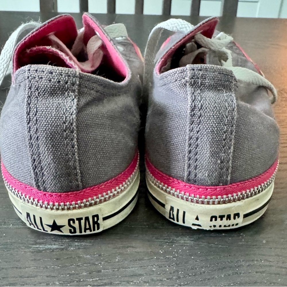 Converse Women's Gray with Pink Trim Low Top Sneakers - Picture 4 of 5